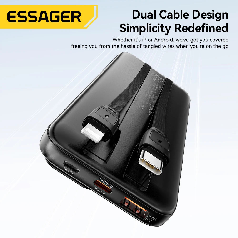 ESSAGER Portable Power Bank - Fast Charging - 20000mAh